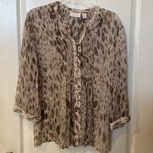 Chicos size 2 (M 12-14) animal print 3/4 sleeve top